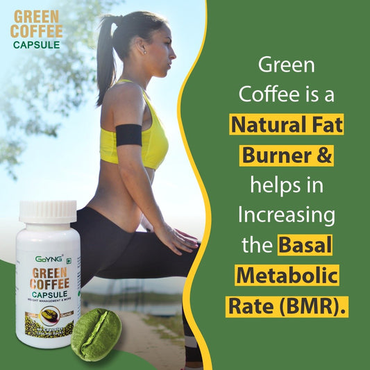 GoYNG Green Coffee Extract (Weight Loss, Fat Burn, Appetite Suppressant & Boosts Metabolism) 50% CGA 60 Veg Capsules