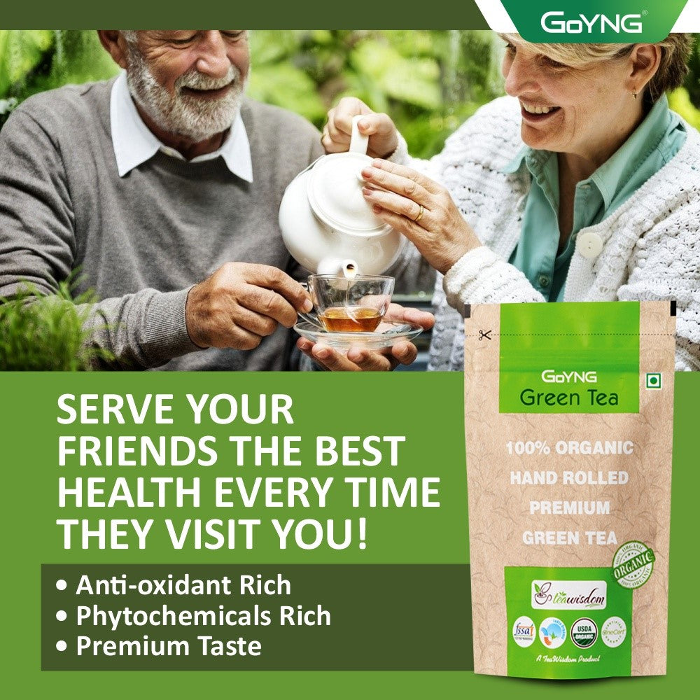 GoYNG Handrolled Organic Green Tea Leaves 50g Pouch
