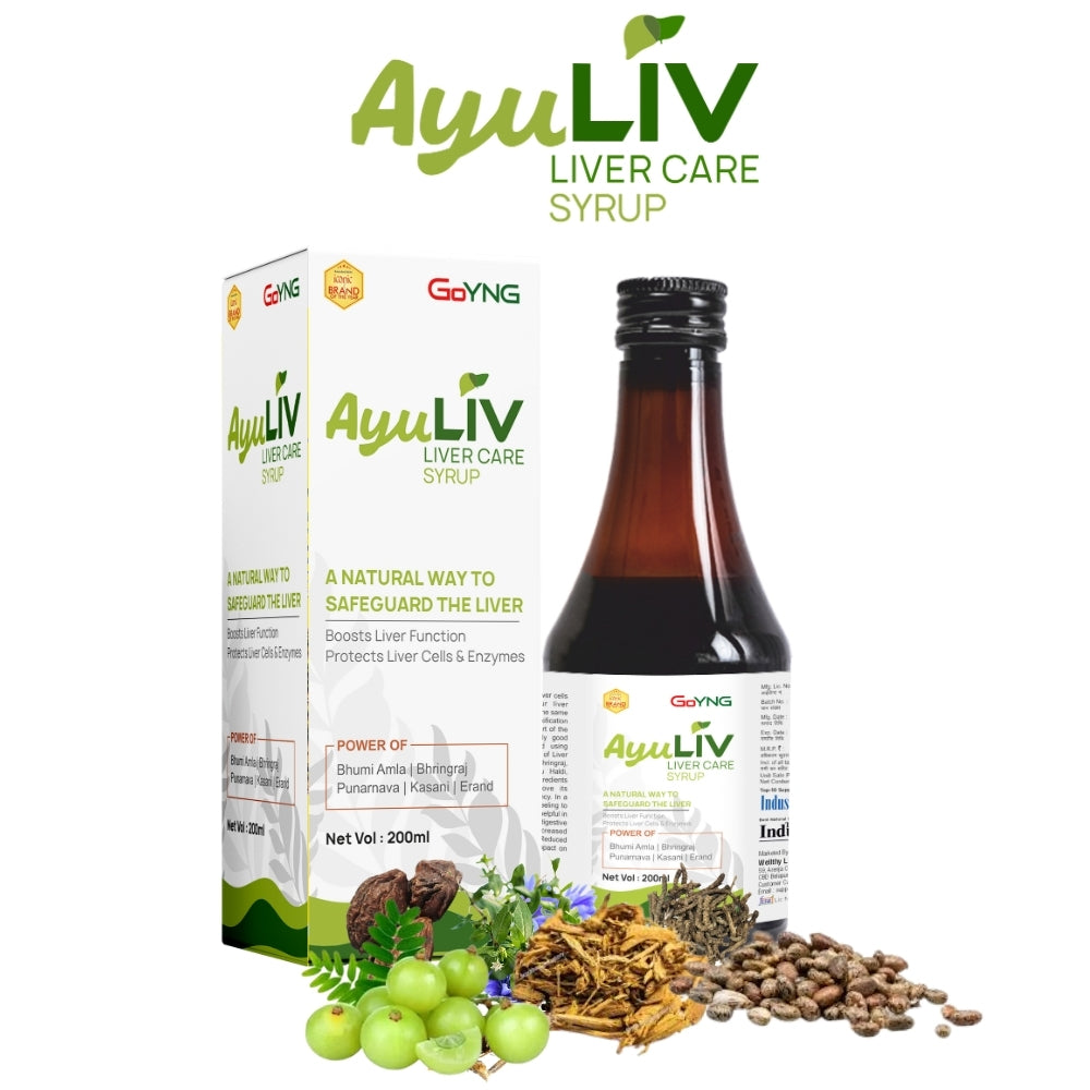 AyuLiv Liver tonic which soothes and strengthens hepatic cells and tissues, supporting optimal liver function.