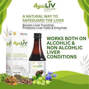 AyuLiv Liver tonic which soothes and strengthens hepatic cells and tissues, supporting optimal liver function.