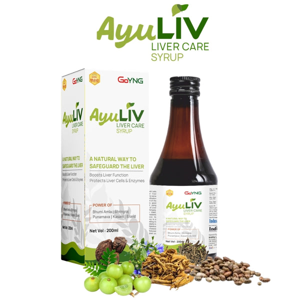 AyuLiv Liver tonic which soothes and strengthens hepatic cells and tissues, supporting optimal liver function.