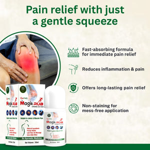 MagikRub Strong Oil Rub for joint pain, knee pain 50ml rollon pack.
