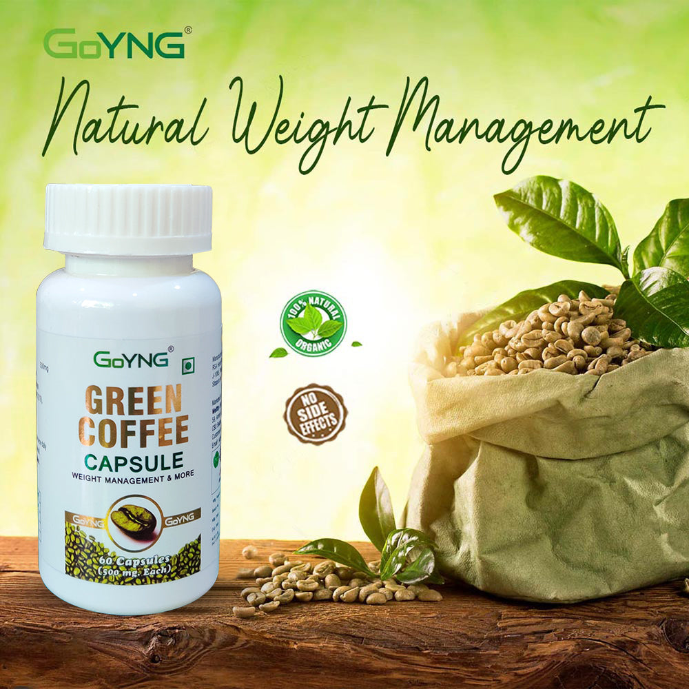 GoYNG Green Coffee Extract (Weight Loss, Fat Burn, Appetite Suppressant & Boosts Metabolism) 50% CGA 60 Veg Capsules