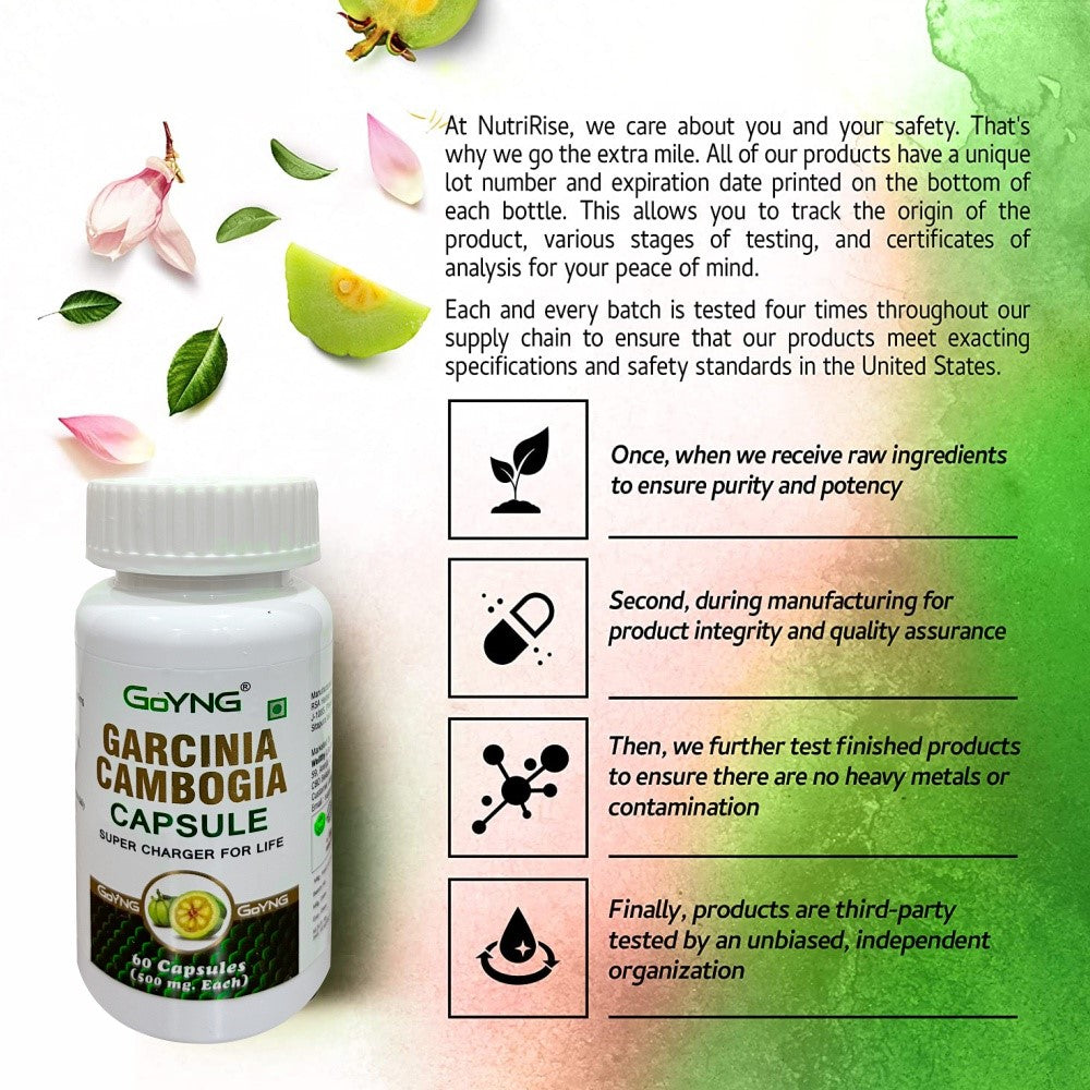 GoYNG Garcinia cambogia (Organic, Pure, Natural & Herbal 65% HCA) 500mg 60 Veg Capsules