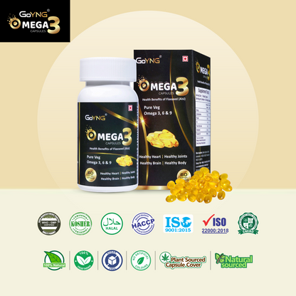 GoYNG Plant Based Omega3 Multi (flax seed oil with Vegan Omega-3, Plant Vitamins), 30 Capsules